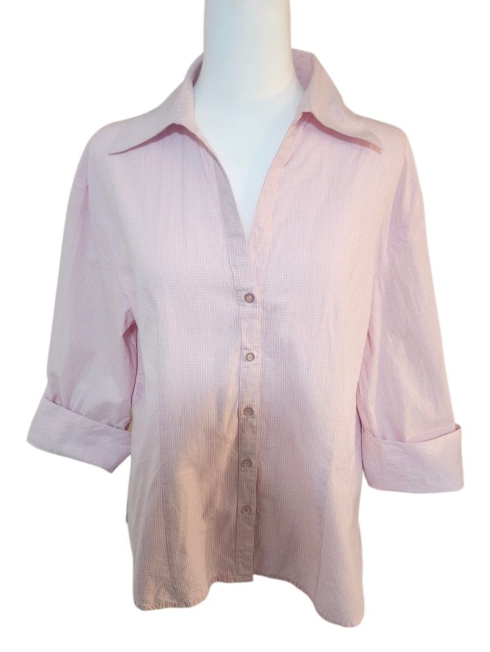 Vintage, Harve Bernard Women’s Pink Button-Front Collared,  100% Cotton Blouse